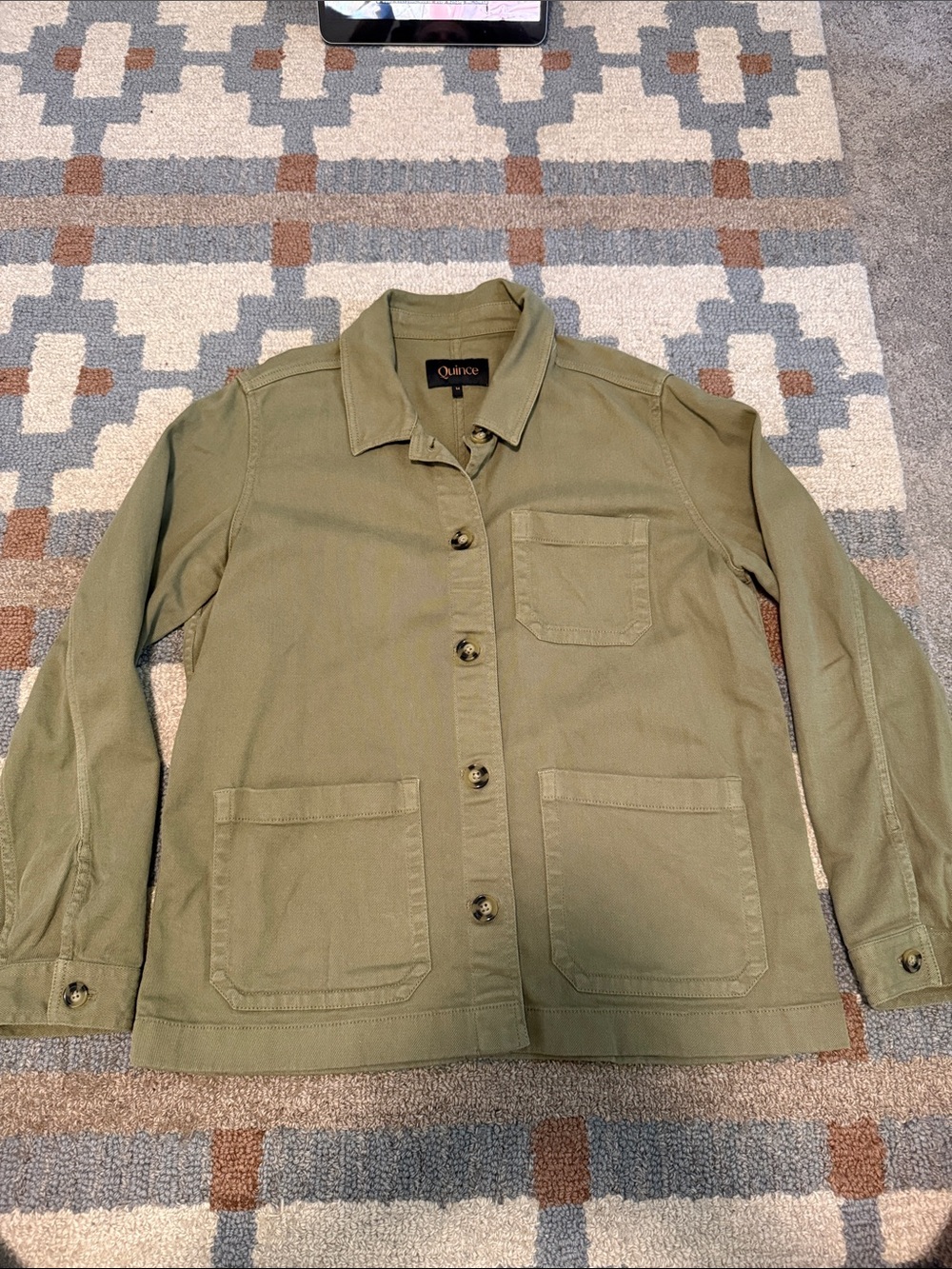 Quince Organic Comfort Stretch Chore Jacket Olive Size Medium